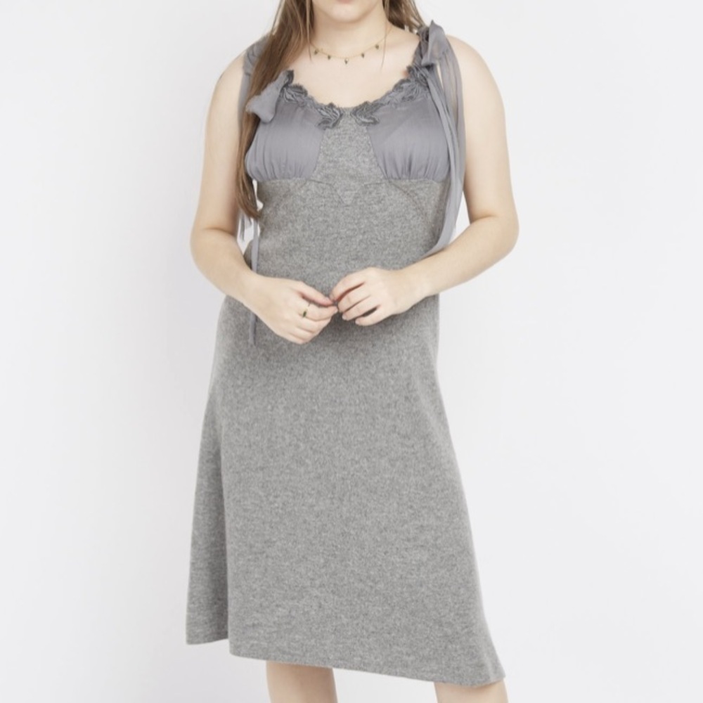 Vintage Red Valentino Grey Cashmere wool romantic Juliet dress 8 grey short